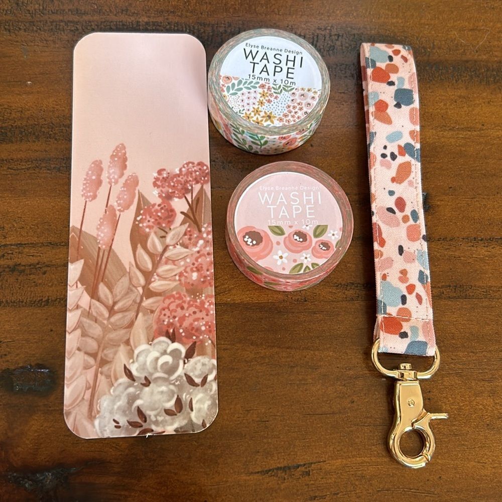 Elyse Breanne Bundle 2 Washi tapes 1 notebook 1 key chain
